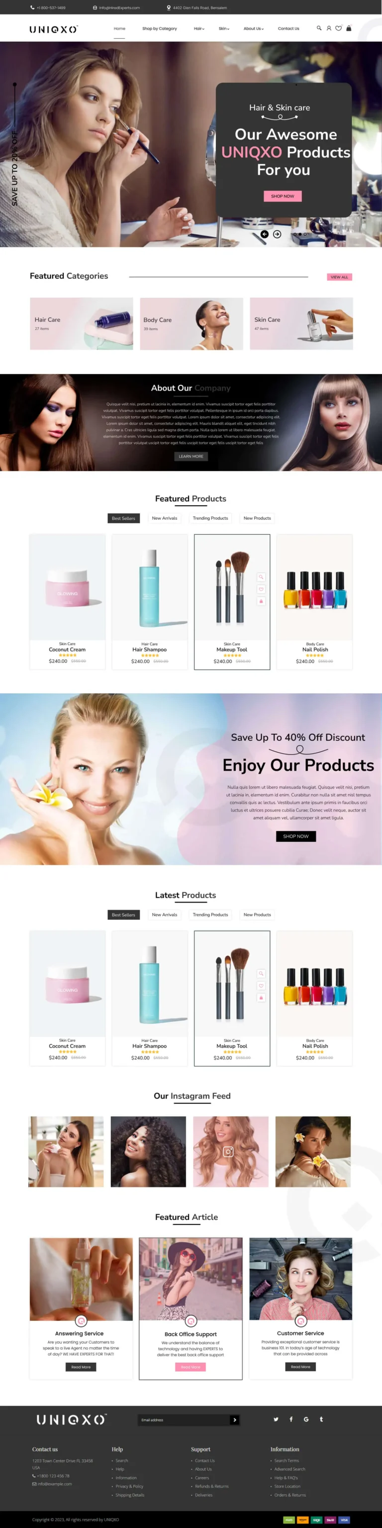 UNIQXO Webstore Creation - project preview