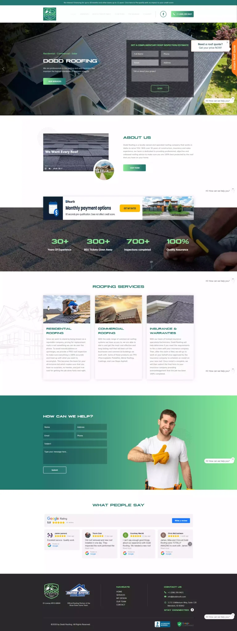DODD Roofs Website Creation - project preview
