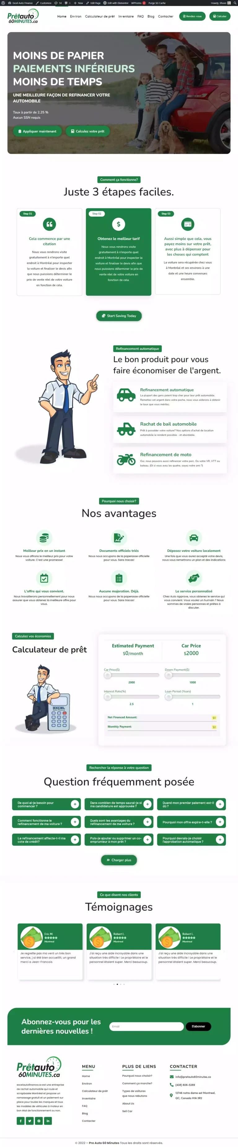 Excel Auto Finance Website Creation - project preview