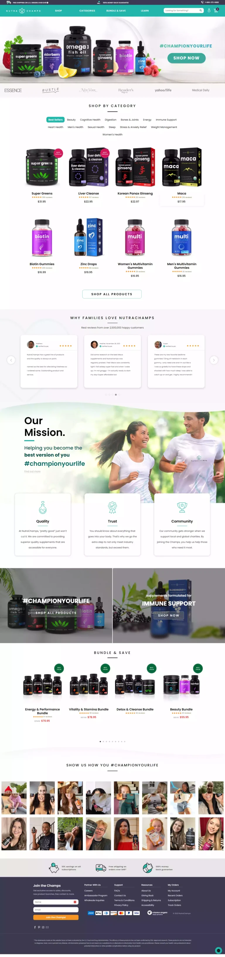 NUTRA CHAMPS Webstore Creation - project preview