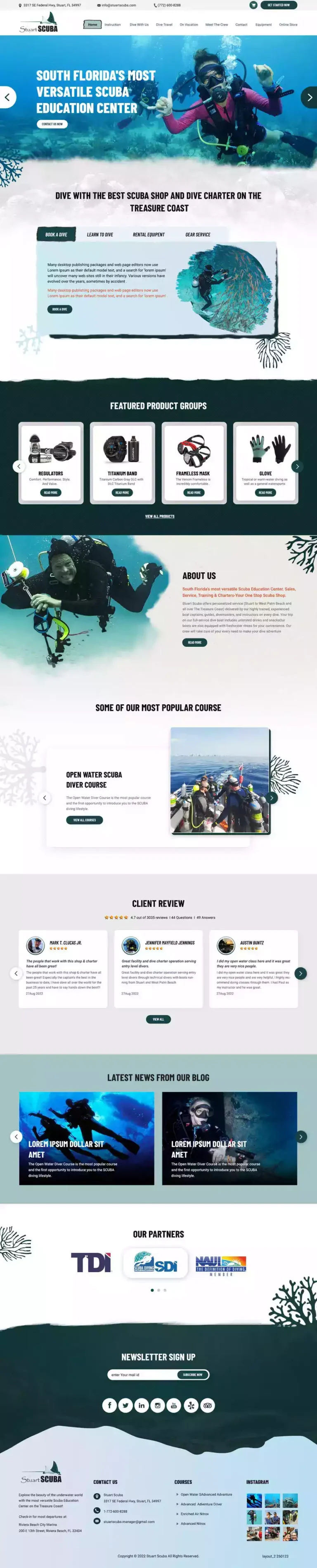 Stuarts Scuba UI/UX Design - project preview