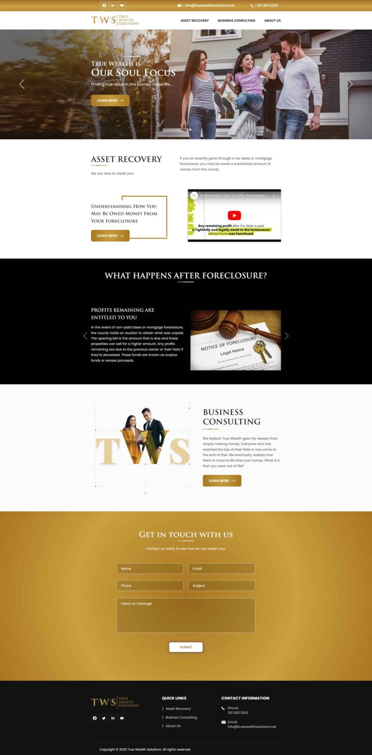 True Wealth Website Creation - project preview