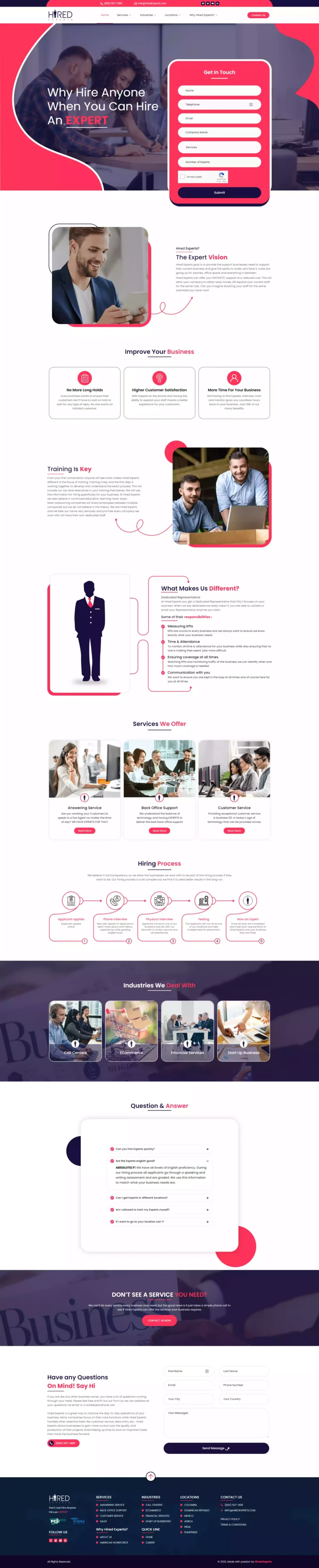 Hired Expert website and UI/UX design project preview