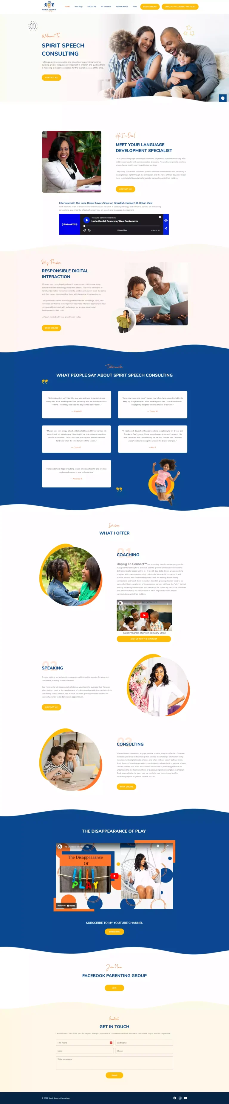 Spirit Speech Website Creation - project preview