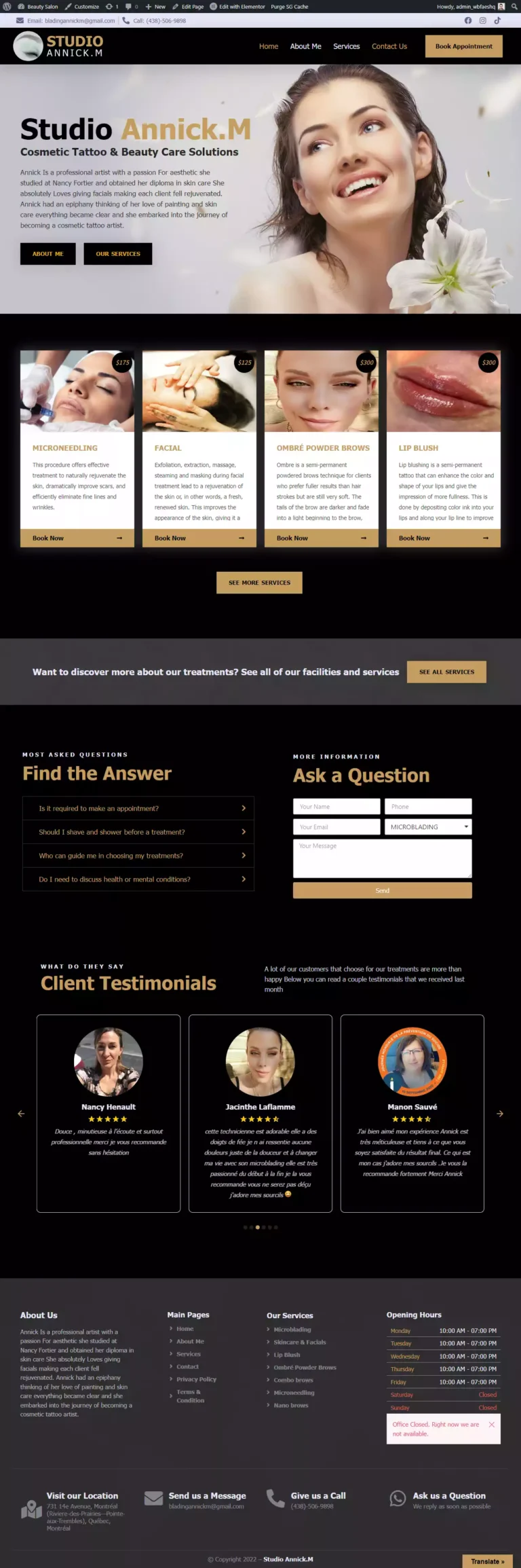 Studio Annick M. Website Creation - project preview